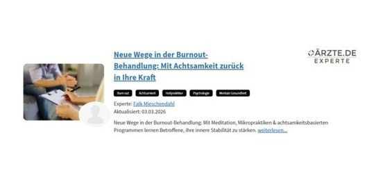 Teaser Expertenbeitrag Neue Wege in der Burnout Therapie