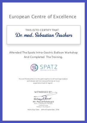 Dr. Teschers Zertifikat Spatz Intra-Gastric Ballon Workshop